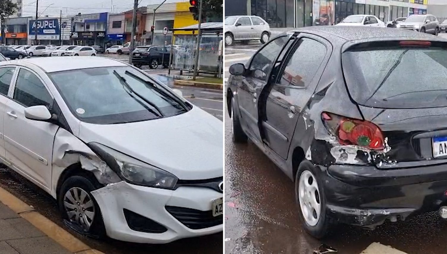 HB20 e Peugeot se envolvem em colisão na Avenida Brasil, no Centro