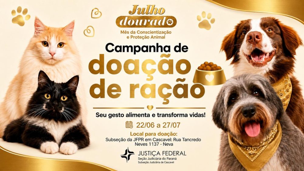 Justiça Federal de Cascavel lança campanha de doação de ração Imagem referente a Justiça Federal de Cascavel lança campanha de doação de ração