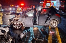 Grave acidente na PR-444 deixa três pessoas da mesma família feridas; motorista foge do local