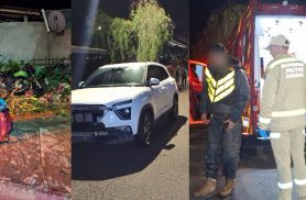 Motociclista fica bastante abalado após batida entre carro e moto em cruzamento do bairro Santa Cruz