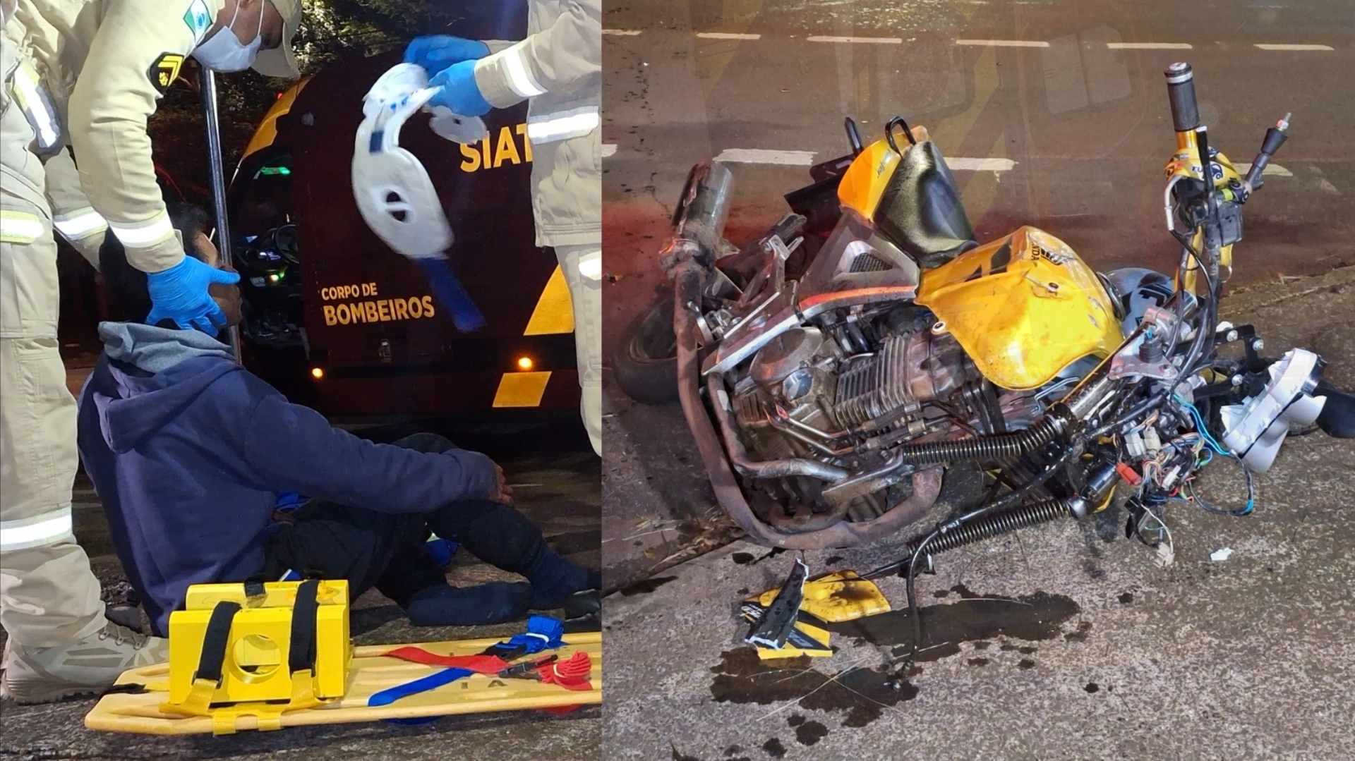 Motociclista sofre fraturas após colisão entre Meriva e Honda Twister na Av. Tito Muffato