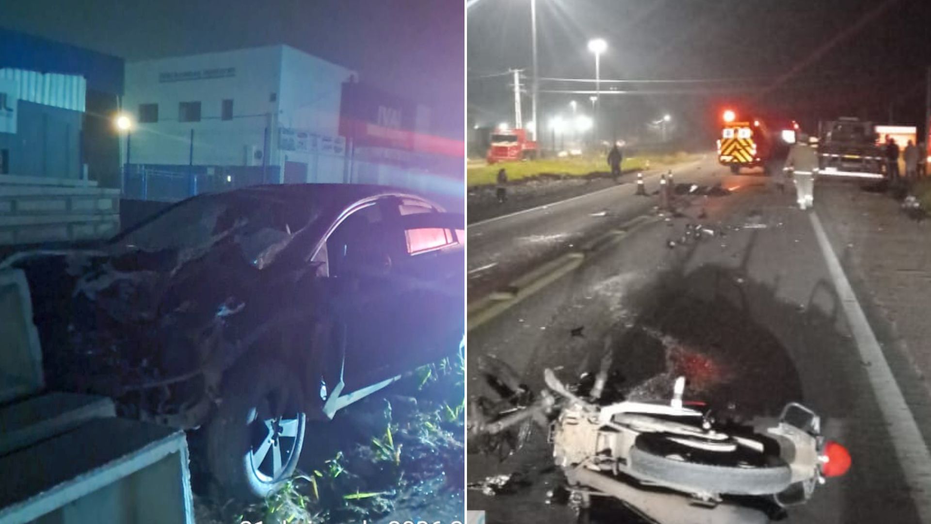 Imagem relativa a Dois jovens morrem e motorista fica gravemente ferido em grave acidente na PRc-466