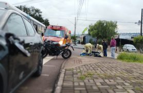 Motociclista fica ferido em acidente com SUV no Bairro Brasmadeira, em Cascavel