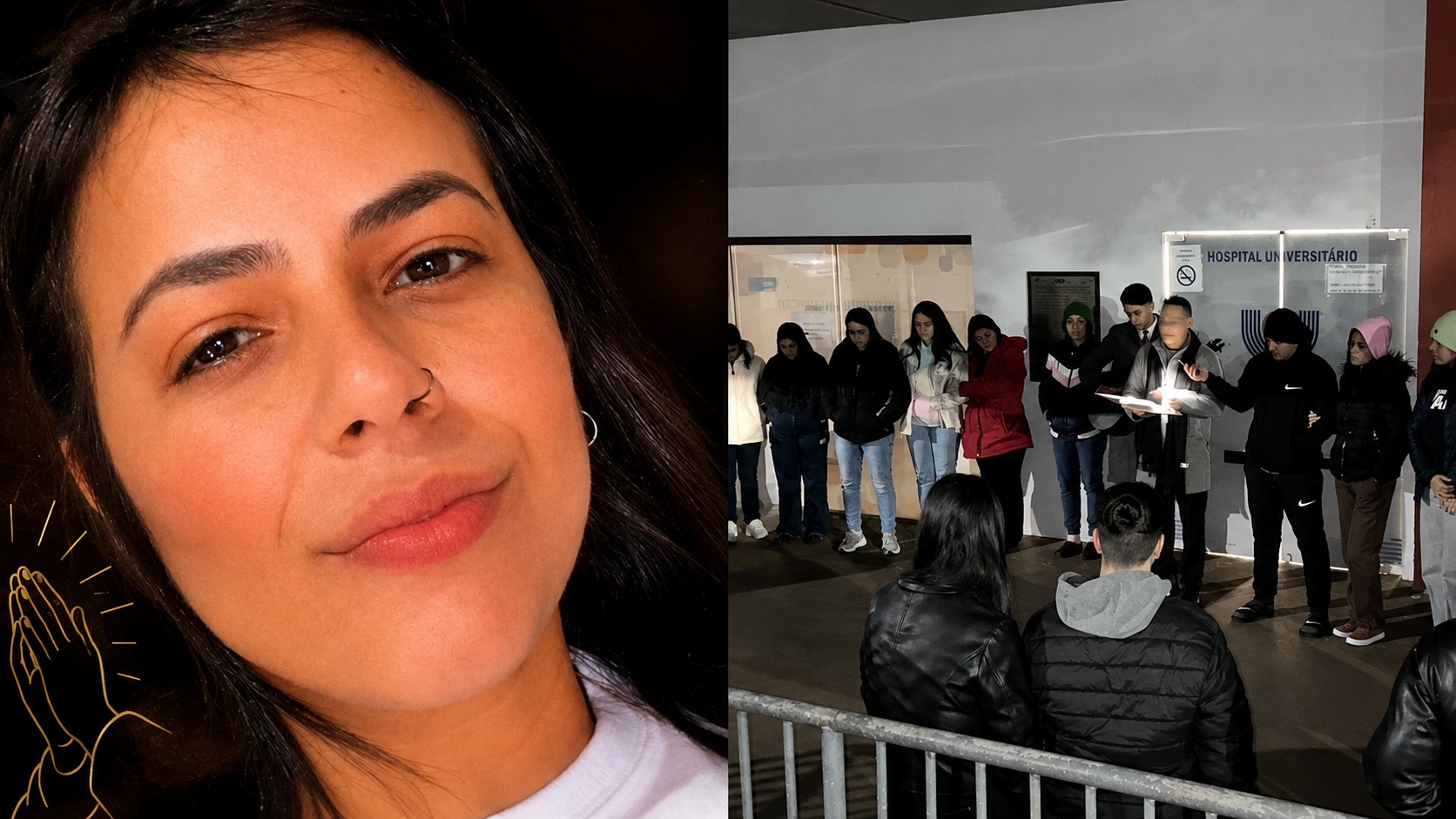 Em oração pela vida de Thaís: amigos e familiares fazem corrente de fé em frente ao HU