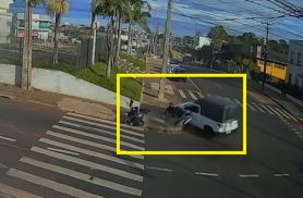 Vídeos mostram diferentes ângulos da batida com vítima entre picape e moto no Brasmadeira