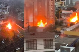 De vários ângulos: Internautas registram incêndio no Centro de Cascavel