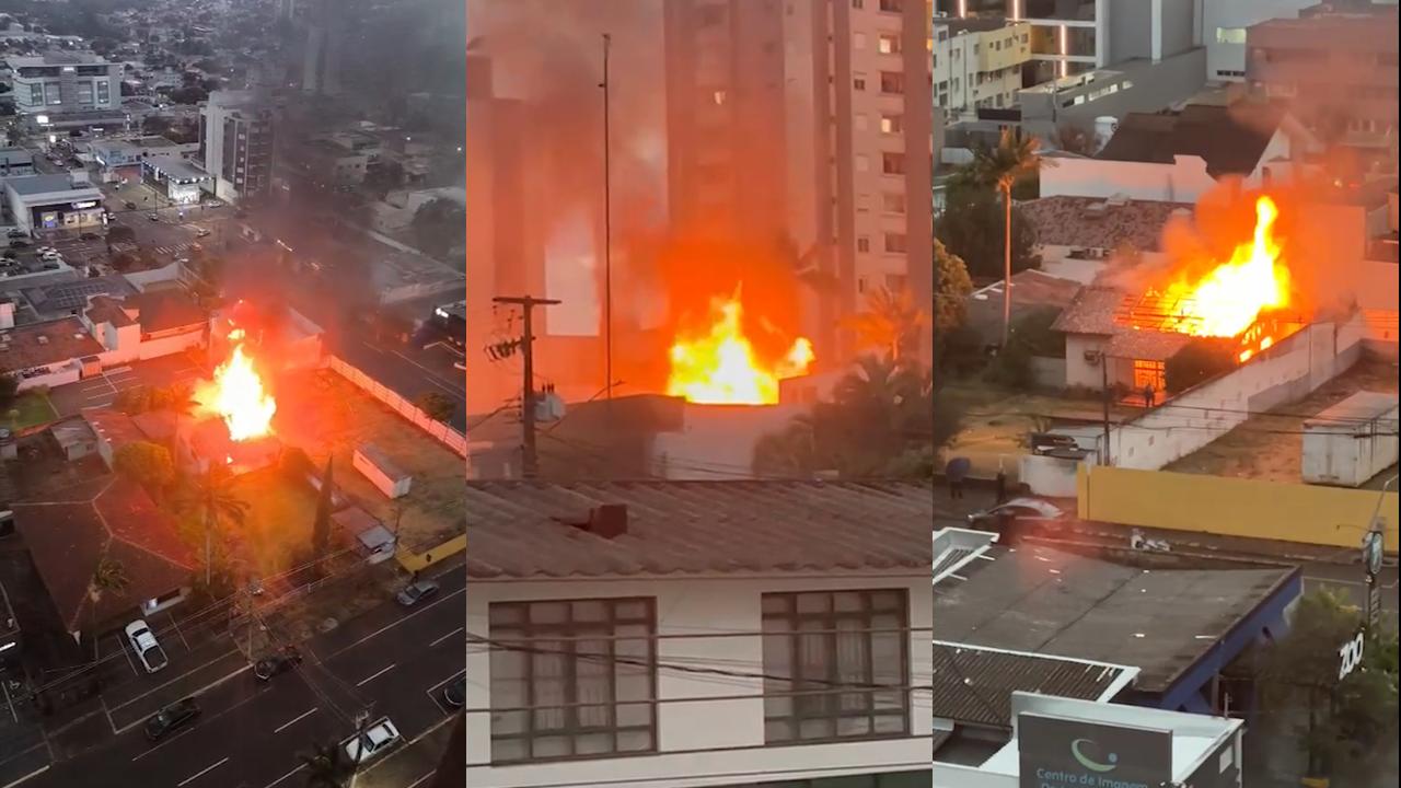 De vários ângulos: Internautas registram incêndio no Centro de Cascavel