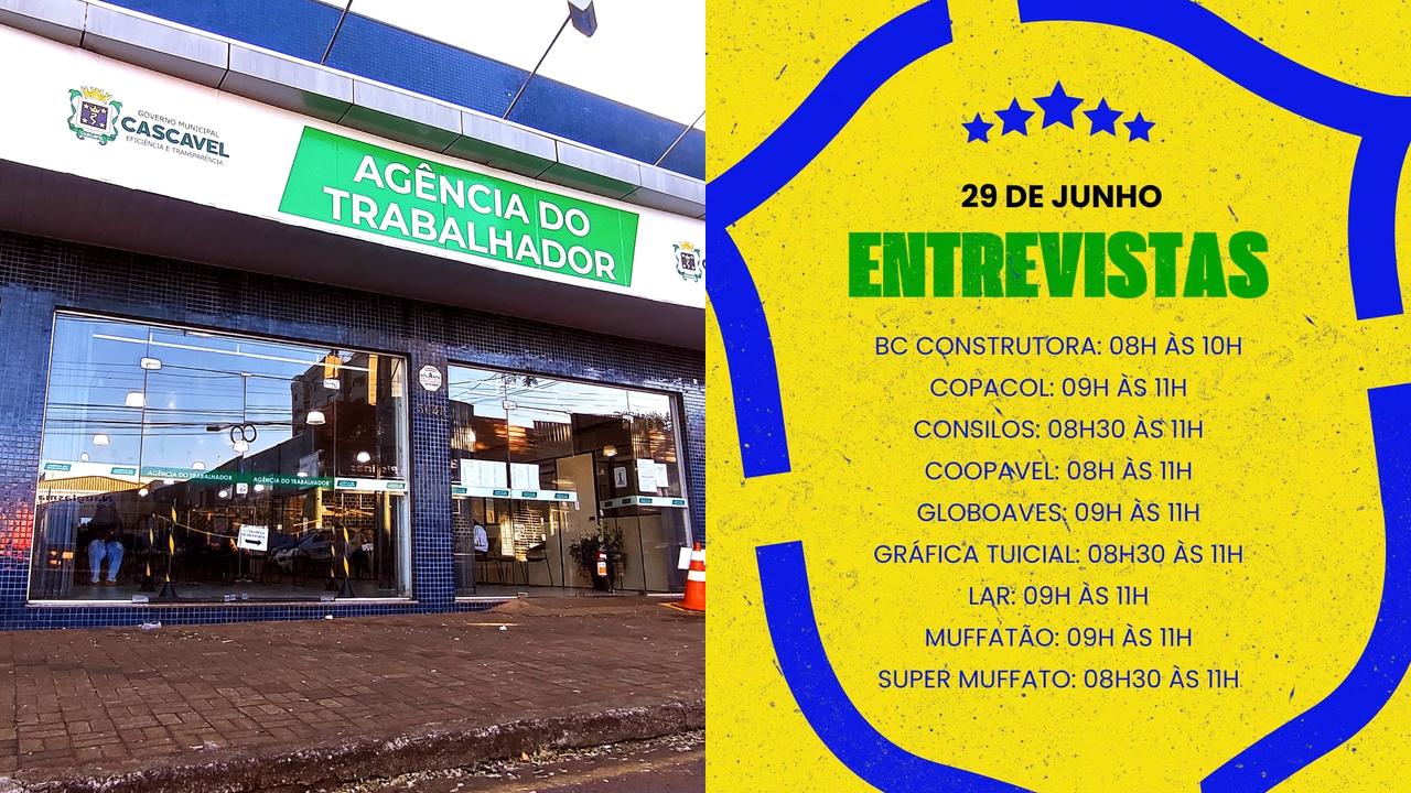 Imagem referente a Agência do Trabalhador de Cascavel abre 1.623 vagas de emprego nesta semana