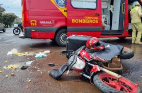 Motociclista fica gravemente ferido após colisão com caminhonete em Cascavel