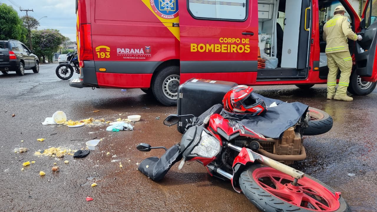 Motociclista fica gravemente ferido após colisão com caminhonete em Cascavel