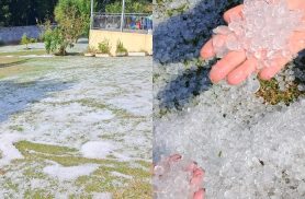 Chuva de granizo transforma paisagem e surpreende moradores em Cascavel