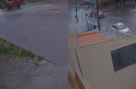 Imagens fortes: Caminhonete fura preferencial e deixa motociclista em estado grave