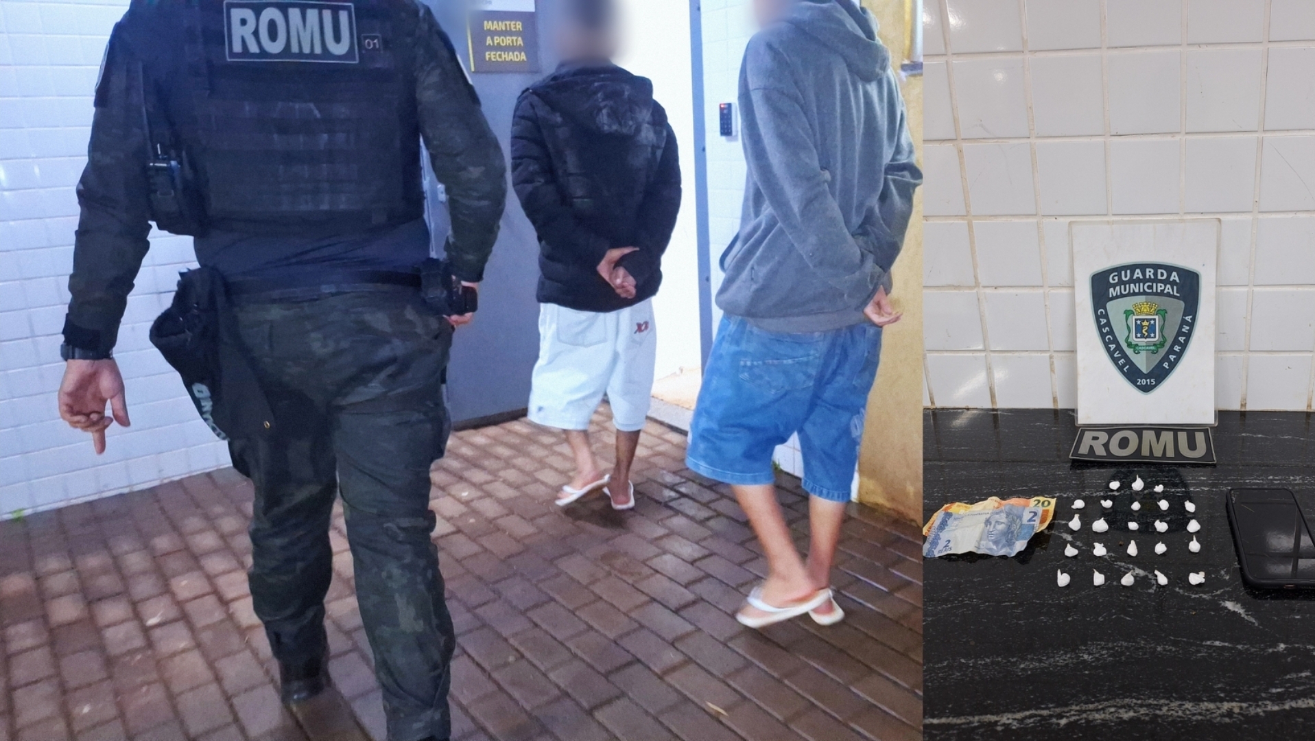 Ação da ROMU termina com dois conduzidos e apreensão de drogas em praça do Bairro Floresta