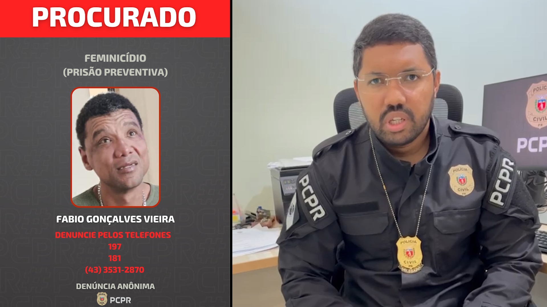 Polícia Civil divulga foto de investigado por feminicídio em Santa Mariana