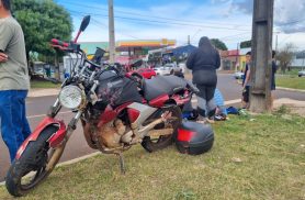 Motociclista fica ferido após acidente no cruzamento da Avenida das Torres com Papagaios