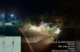 Motorista fica ferido após acidente na PR-082 em São João do Ivaí