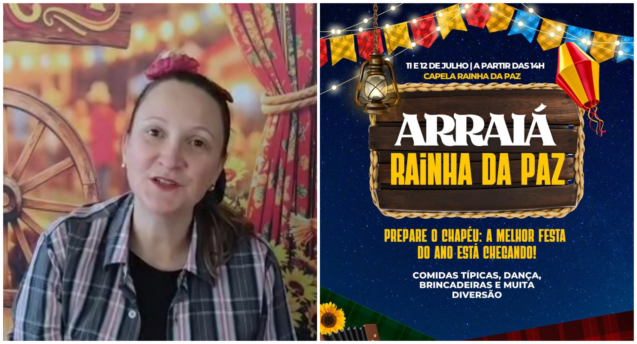 Arraiá da Capela Rainha da Paz promete dois dias de festa, comidas típicas e diversão
