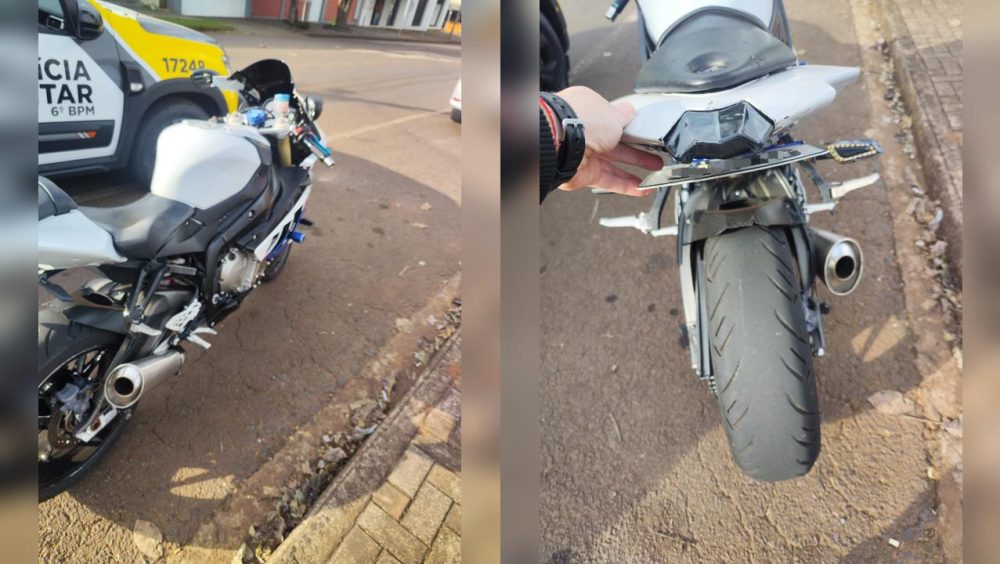 PM tira de circulação motocicleta com irregularidades em Cascavel Imagem referente a PM tira de circulação motocicleta com irregularidades em Cascavel