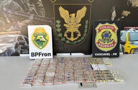 BPFRON e PF apreendem medicamentos e eletrônicos ocultos em ônibus na Rodoviária de Cascavel