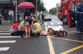 Motociclista fica gravemente ferido em acidente no Centro de Cascavel