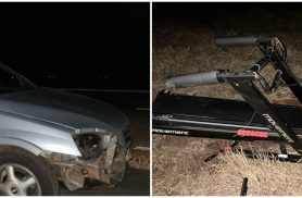 Quem perdeu a esteira? equipamento perdido na rodovia destrói frente de Corsa