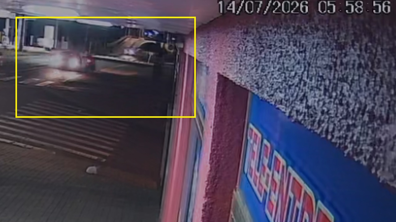 Carro na contramão: Vídeo mostra acidente que deixou motociclista ferido na Avenida Piquiri