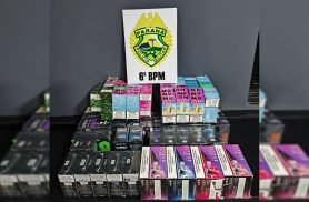 Choque Canil encontra carga de cigarros eletrônicos e medicamentos em onibus na rodoviária