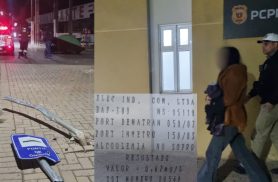Voyage destrói ponto de ônibus na Avenida Carlos Gomes; motorista é presa