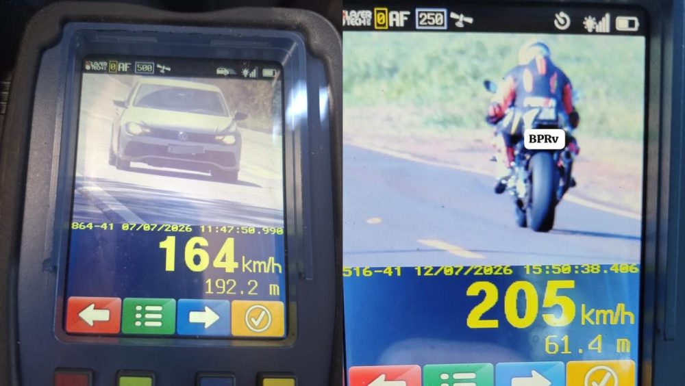 1.600 condutores flagrados em alta velocidade nas rodovias estaduais da região Oeste do Paraná em 15 dias Imagem referente a 1.600 condutores flagrados em alta velocidade nas rodovias estaduais da região Oeste do Paraná em 15 dias
