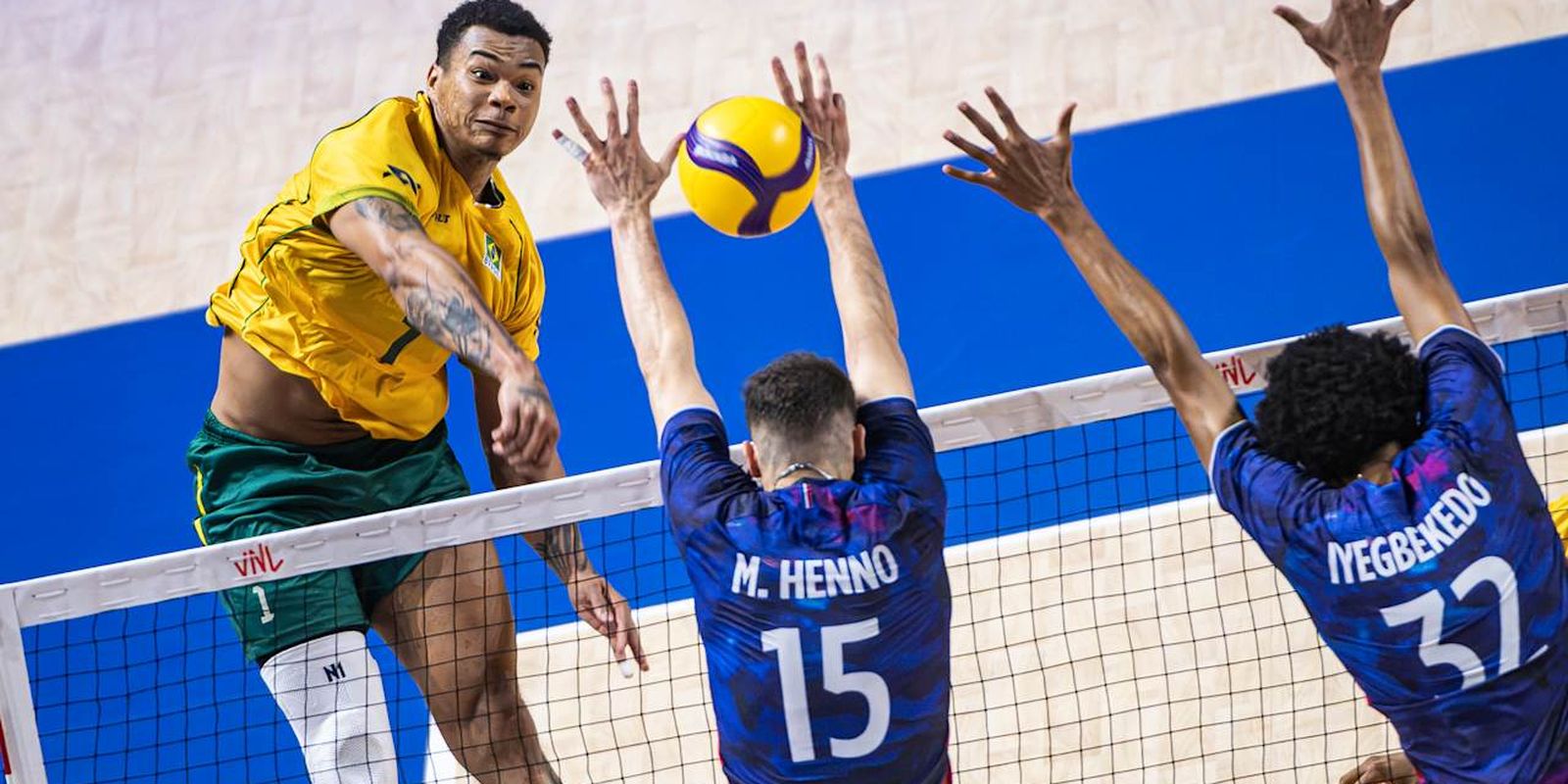 Brasil bate bicampeã olímpica França na Liga das Nações de vôlei Imagem referente a Brasil bate bicampeã olímpica França na Liga das Nações de vôlei