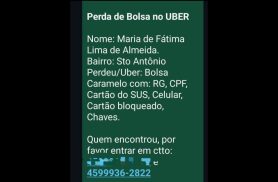 Foi perdido bolsa no bairro Santo Antônio