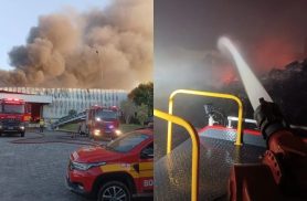 Incêndio de grandes proporções atinge fábrica da Colcci em Itajaí Incêndio de grandes proporções atinge fábrica da Colcci em Itajaí