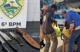 Homens são detidos com várias facas no Guarujá Homens são detidos com várias facas no Guarujá