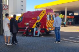 Motociclista fica ferido após colisão no cruzamento das Ruas Castro Alves e Rio Grande do Sul