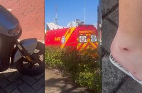 Colisão entre motos elétricas na ciclofaixa deixa dois feridos no Centro