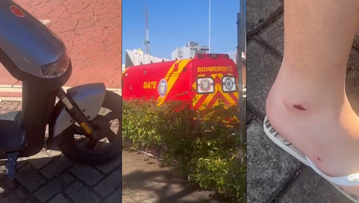 Colisão entre motos elétricas na ciclofaixa deixa dois feridos no Centro