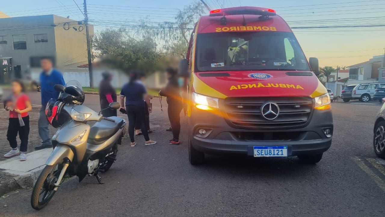 Colisão entre moto e HB20 é registrada no Bairro Pacaembu