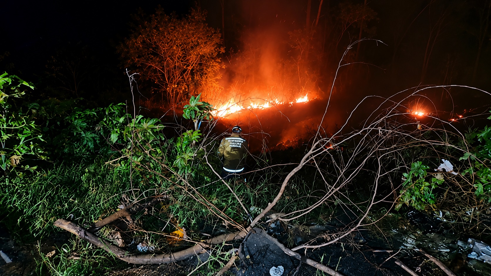 Incêndio ambiental mobiliza bombeiros no Bairro 14 de Novembro em Cascavel