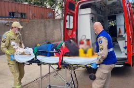 Mulher tenta cortar galho de árvore, cai de escada e tem lesão grave no Centro de Cascavel Mulher tenta cortar galho de árvore, cai de escada e tem lesão grave no Centro de Cascavel