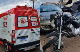 Roda de motocicleta fica destruída em acidente no Centro de Cascavel