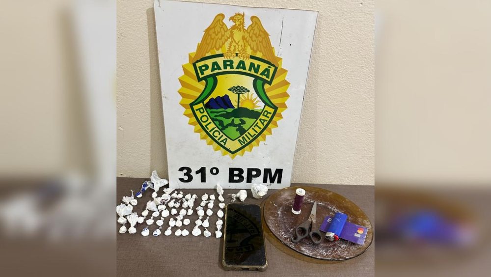 Denúncia leva PM a apreender cocaína e prender suspeito por tráfico em Palotina Imagem referente a Denúncia leva PM a apreender cocaína e prender suspeito por tráfico em Palotina