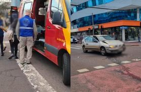 Após colisão entre três carros no Centro, mulher tem crise nervosa e é socorrida pelo Siate Após colisão entre três carros no Centro, mulher tem crise nervosa e é socorrida pelo Siate