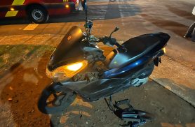 Acidente entre Montana e duas motos deixa motociclista ferido no Jardim Alvorada