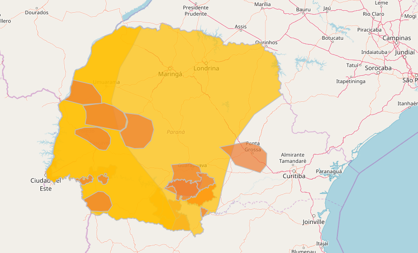 Cascavel registra 72.6 mm de chuva pela manhã e Defesa Civil emite alerta laranja de temporal Imagem referente a Cascavel registra 72.6 mm de chuva pela manhã e Defesa Civil emite alerta laranja de temporal
