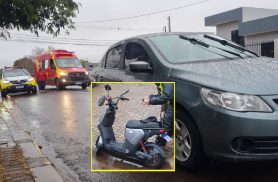 Colisão entre carro e autopropelido quebra a perna de homem no Parque dos Ipês