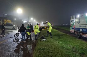 Motoboy fica ferido após acidente na marginal da BR-277, em Cascavel