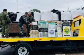 Carga de arroz escondia 2,25 toneladas de maconha apreendidas na BR-277