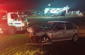 Colisão entre Laranjeiras do Sul e Rio Bonito do Iguaçu deixa motorista ferido