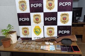 PCPR e PMPR prendem suspeito por tráfico de drogas e apreende arma de fogo em Santo Antônio do Paraíso PCPR e PMPR prendem suspeito por tráfico de drogas e apreende arma de fogo em Santo Antônio do Paraíso