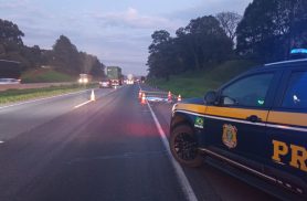 Motociclista é atingido na traseira por caminhão, cai na via e morre atropelado Motociclista é atingido na traseira por caminhão, cai na via e morre atropelado
